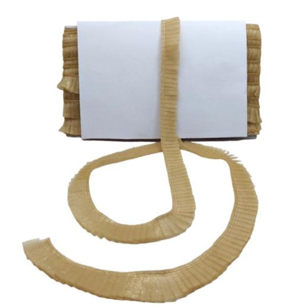 White clutch with a beige woven strap on a white background