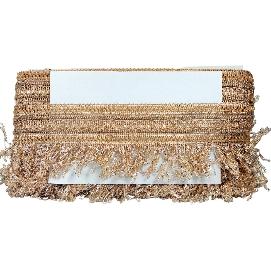 Kurlz 3.50 inch Zari Samosa with Glitter Fur Tassal/Jhalar Lace for Wedding Lehenga, Saree, Dupatta, Cocktail Party Dress, Craft | Size: 9 yards