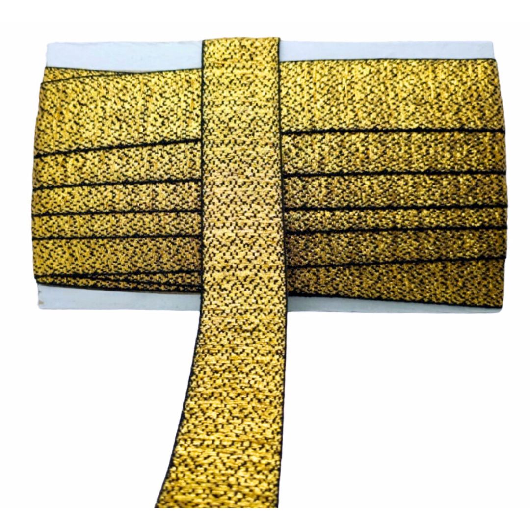 Yellow and black patterned shoelace on a white background