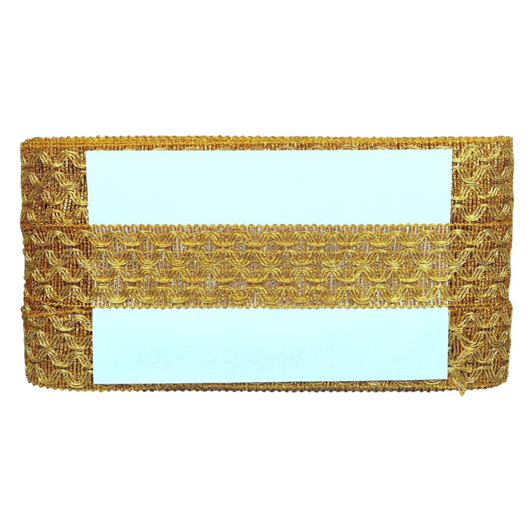 Woven clutch with a light blue interior on a white background