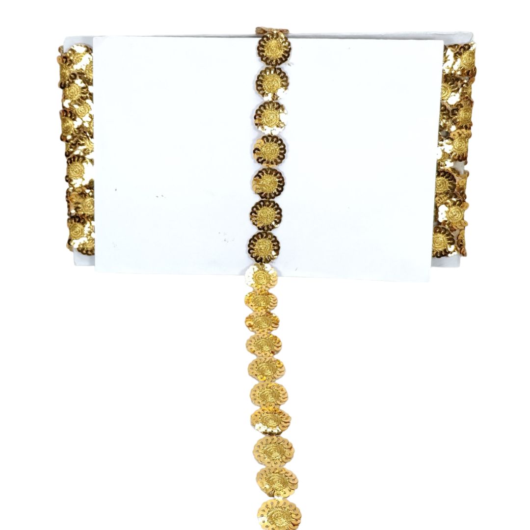 Pair of gold earrings on a white background