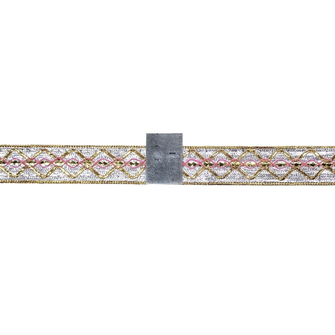 Decorative ribbon with geometric pattern on a white background