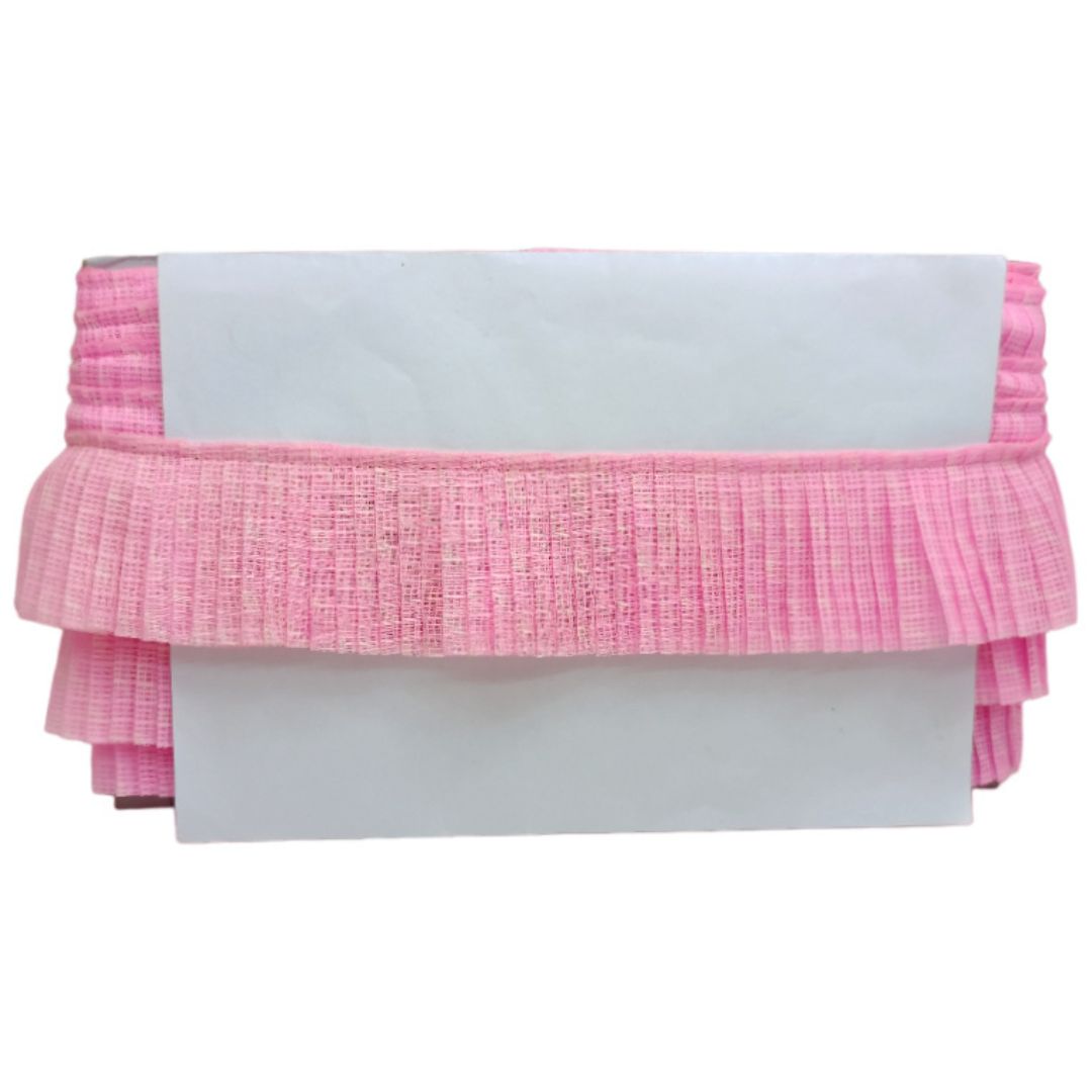 Pink and white checkered fabric on a white background