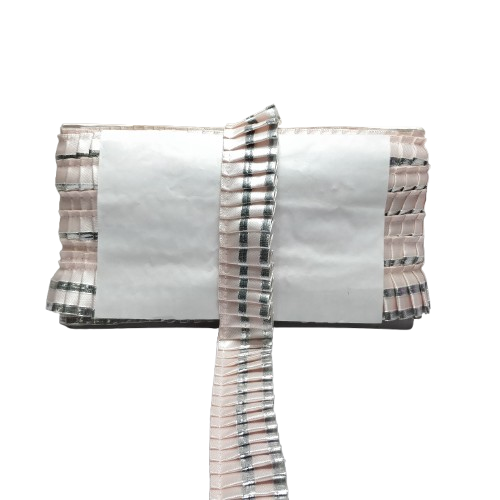 Kurlz 2 Line Satin Silk with Fancy Gota Patti Exclusive Frill For Ladoo Gopal Poshak, Jhulas, Singhasan, DIY Bags, Belts, Art & Craft | Size: 9 Yards