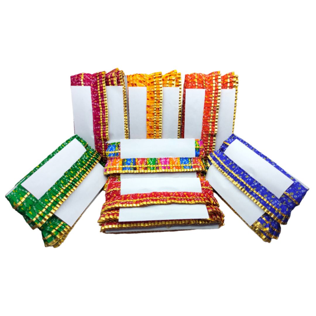 Colorful decorative cards with gold trim on a white background