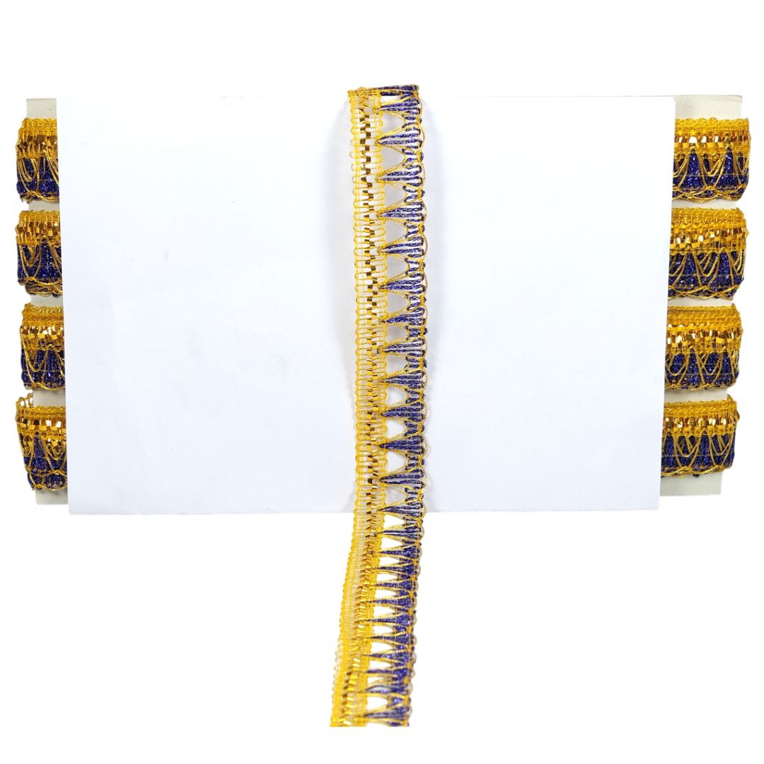 Yellow and blue decorative ribbons on a white background