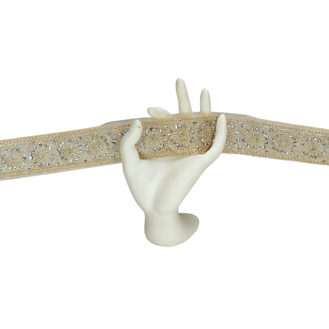 Decorative ribbon with crystals on a white background