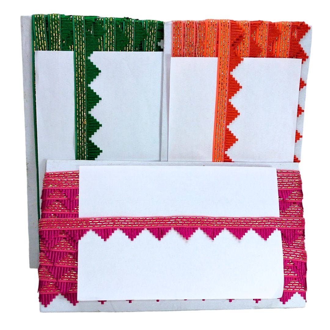 Set of colorful fabric swatches with geometric patterns on a white background