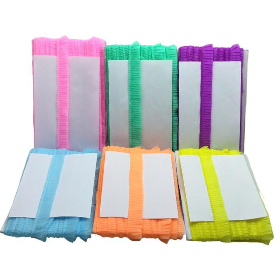 Set of colorful folded cloths with white centers on a white background