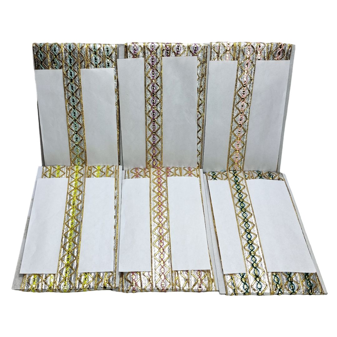 Decorative table runner with geometric pattern on a white background