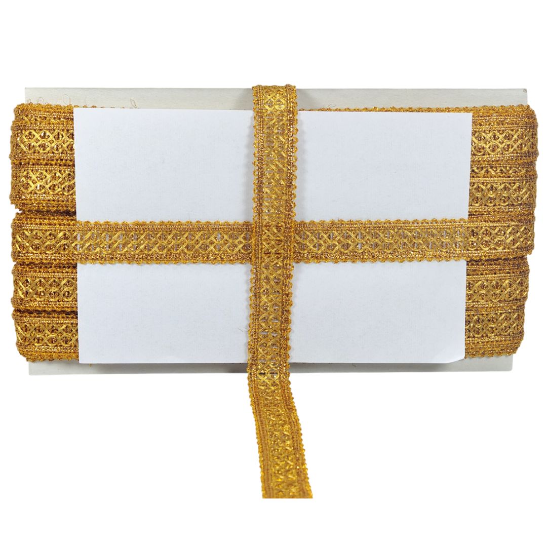 White box with gold decorative ribbon on a white background