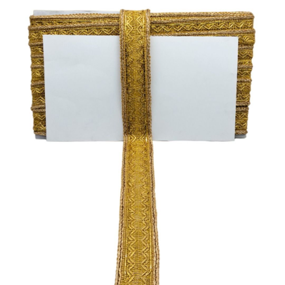 Gold decorative border with intricate patterns on a white background