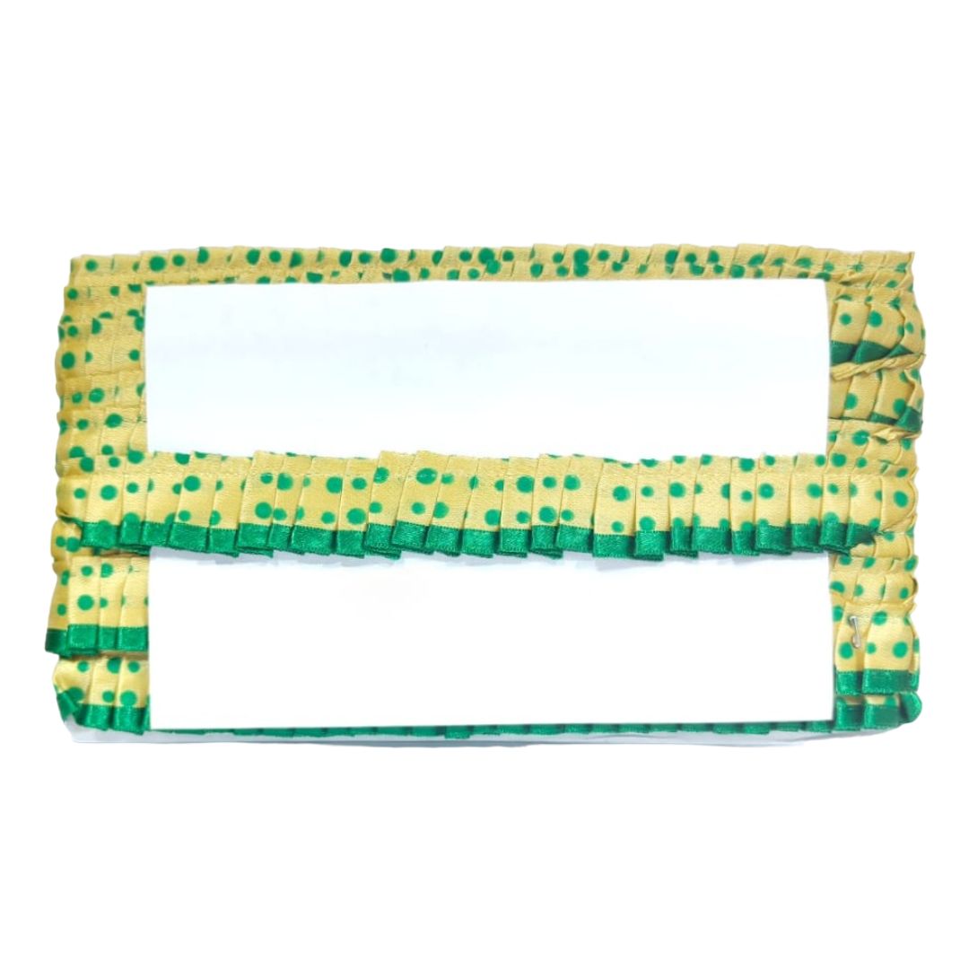 Kurlz Exclusive Polka Printed & Satin Ribbon with Chiku Color Satin Silk Frill For Laddo Gopal Poshak, Crafts, Sarees, Lehenga, Suits | Size: 9 Yards