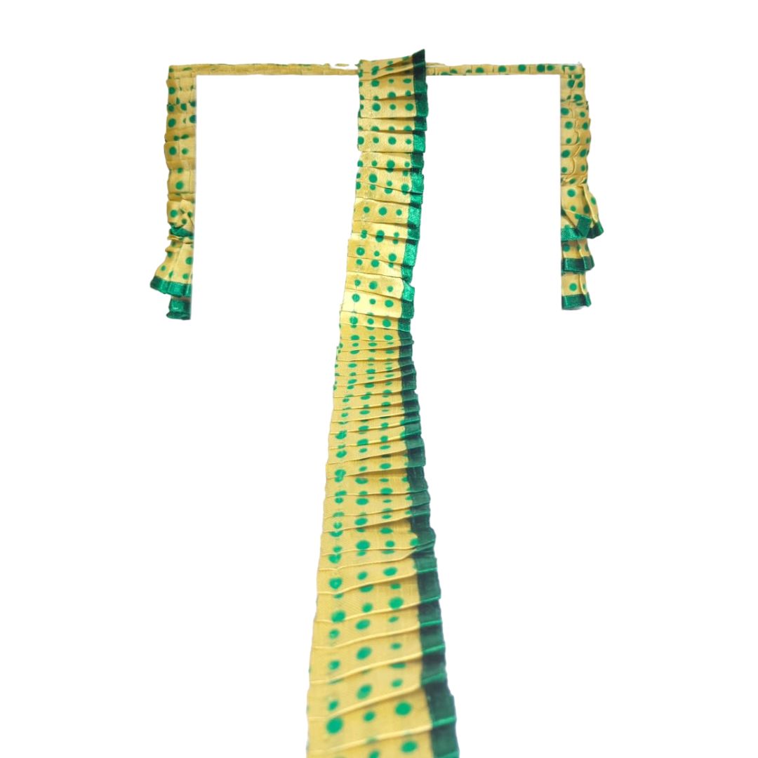 Kurlz Exclusive Polka Printed & Satin Ribbon with Chiku Color Satin Silk Frill For Laddo Gopal Poshak, Crafts, Sarees, Lehenga, Suits | Size: 9 Yards