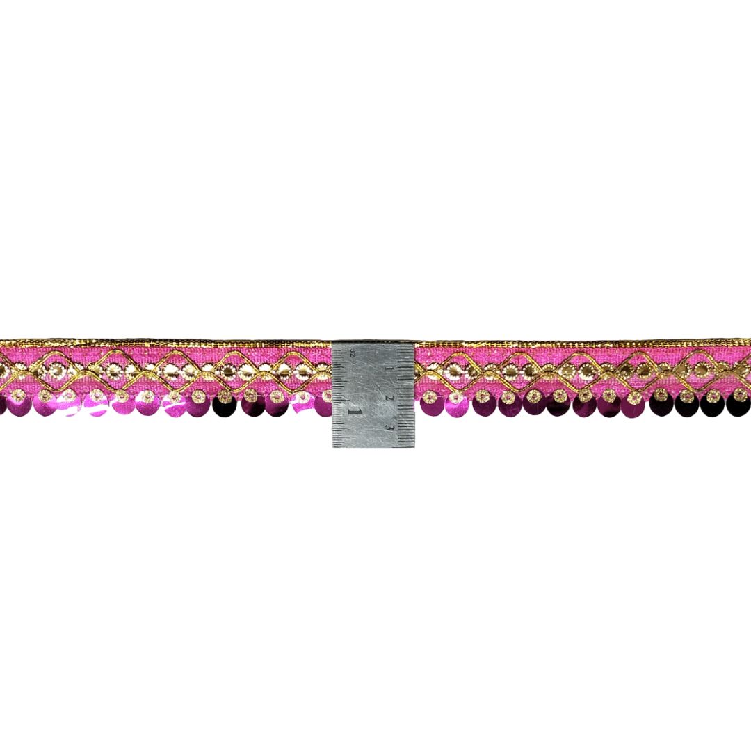 Decorative border with pink and gold trim on a white background