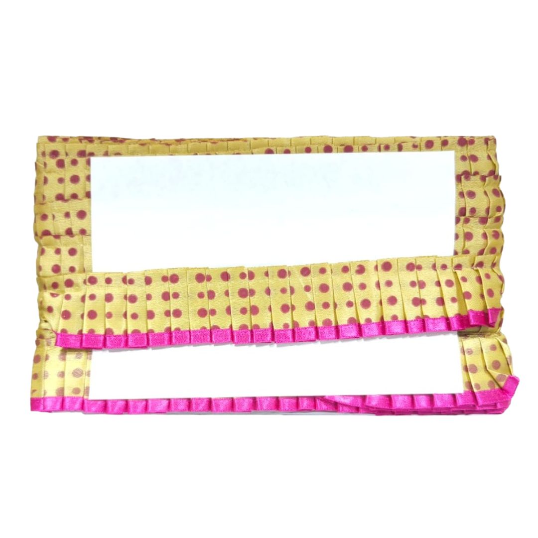Kurlz Exclusive Polka Printed & Satin Ribbon with Chiku Color Satin Silk Frill For Laddo Gopal Poshak, Crafts, Sarees, Lehenga, Suits | Size: 9 Yards