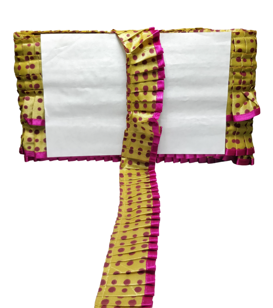 Kurlz Exclusive Polka Printed & Satin Ribbon with Chiku Color Satin Silk Frill For Laddo Gopal Poshak, Crafts, Sarees, Lehenga, Suits | Size: 9 Yards