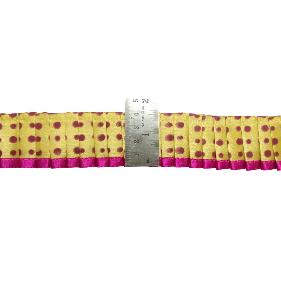 Kurlz Exclusive Polka Printed & Satin Ribbon with Chiku Color Satin Silk Frill For Laddo Gopal Poshak, Crafts, Sarees, Lehenga, Suits | Size: 9 Yards