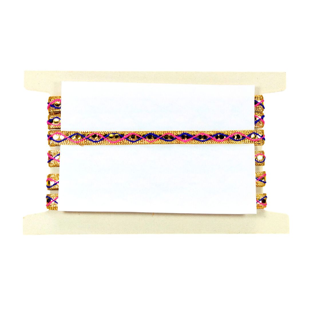 Decorative headboard with colorful patterns on a white background