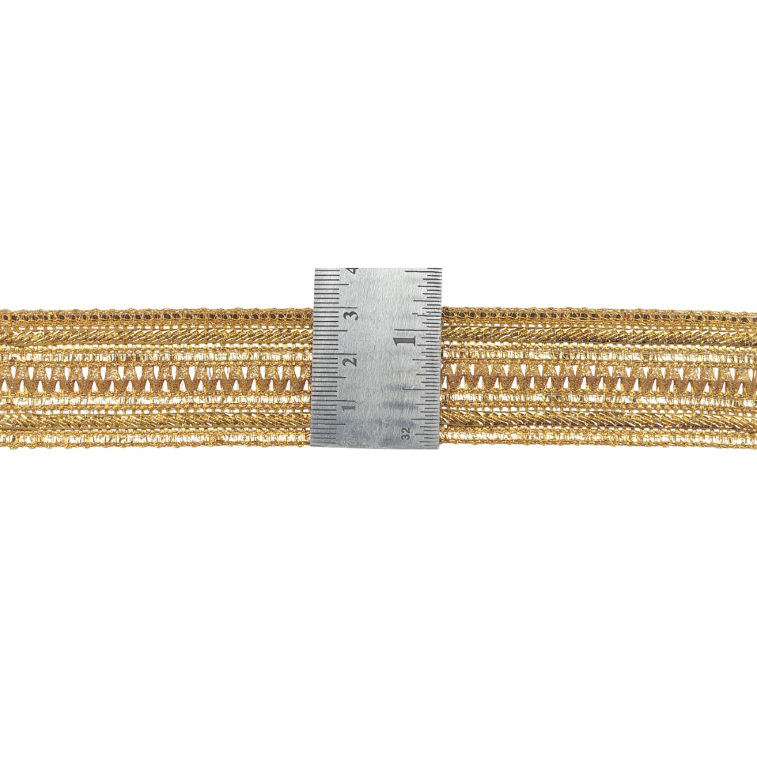 Kurlz 1.25 inch Exclusive Glitter Zari Samosa with Metallic Dori Border for Gift Packing, Wedding Saree, Lehenga, Dupatta, DIY Crafts | Size: 9 yards