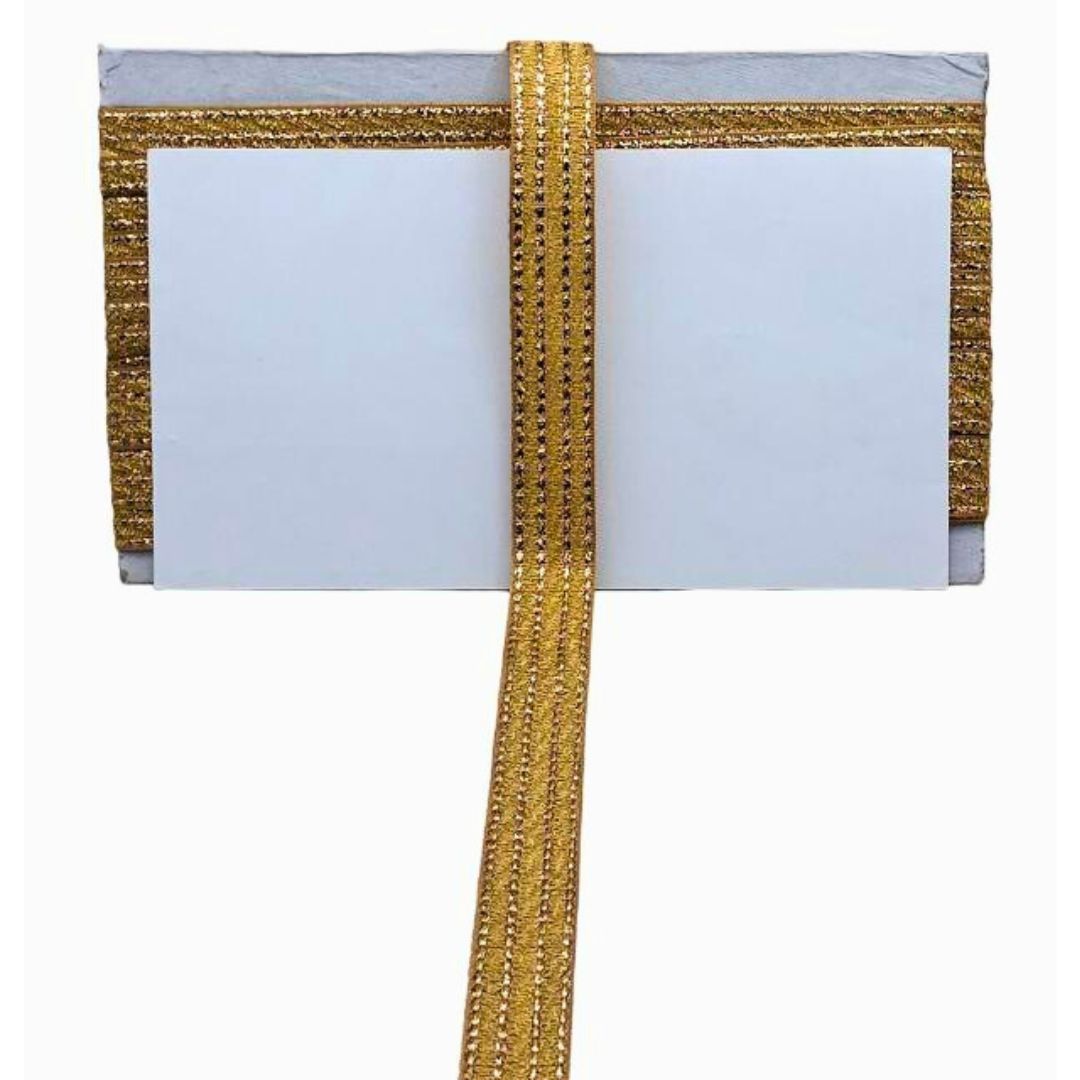 Gold decorative ribbon on a white background