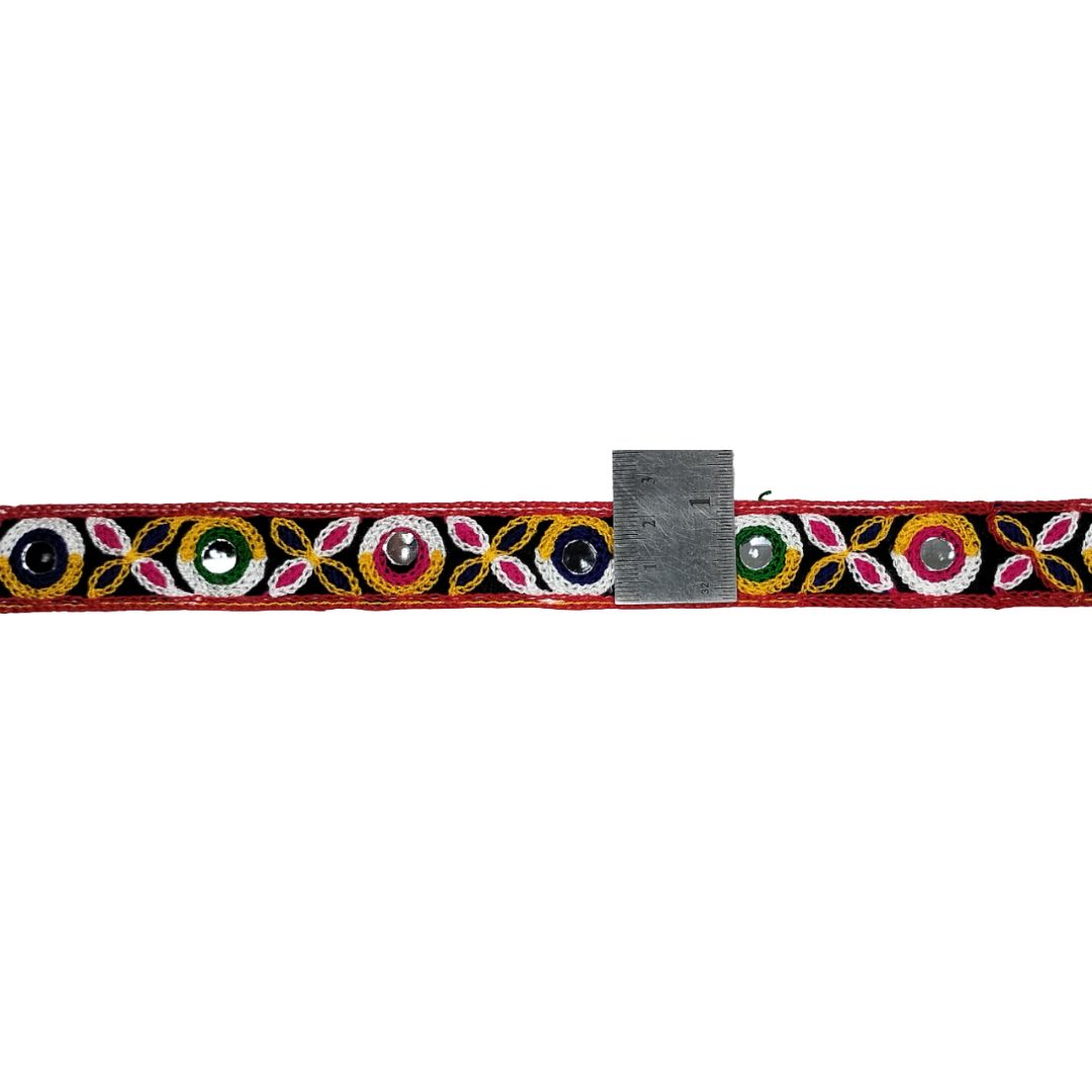 Decorative belt with colorful patterns on a white background