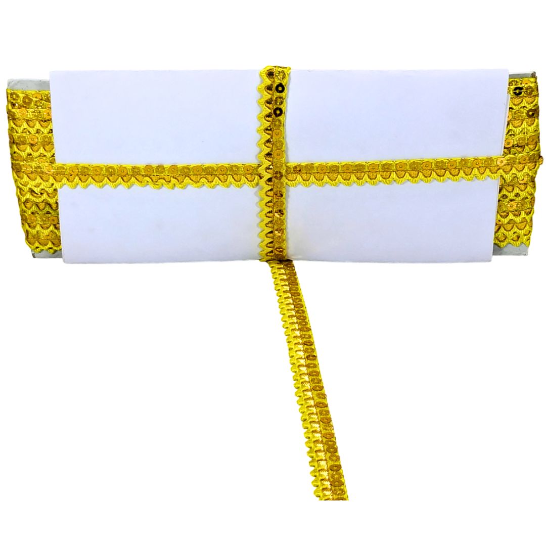 White paper with gold decorative border on a white background