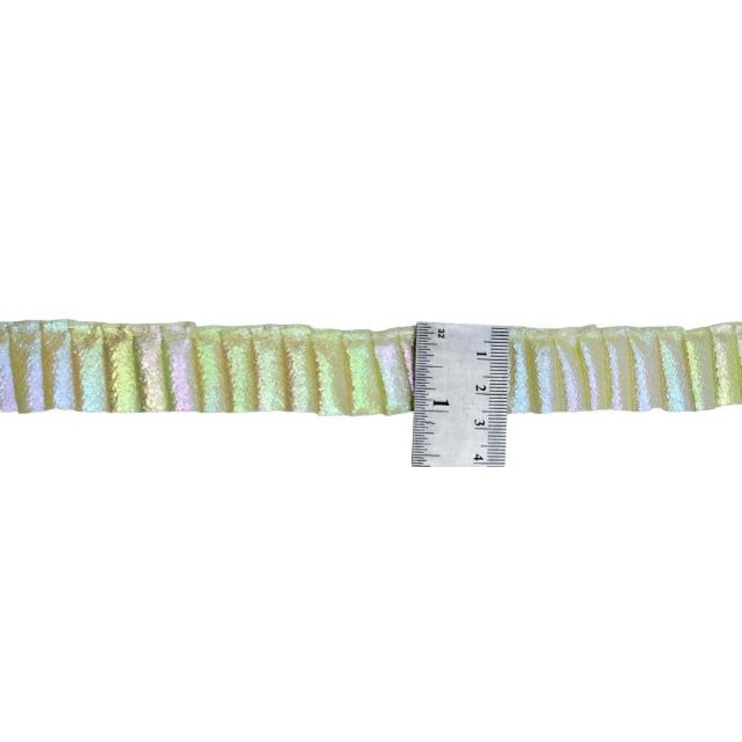 Striped ribbon with a ruler for measurement on a white background