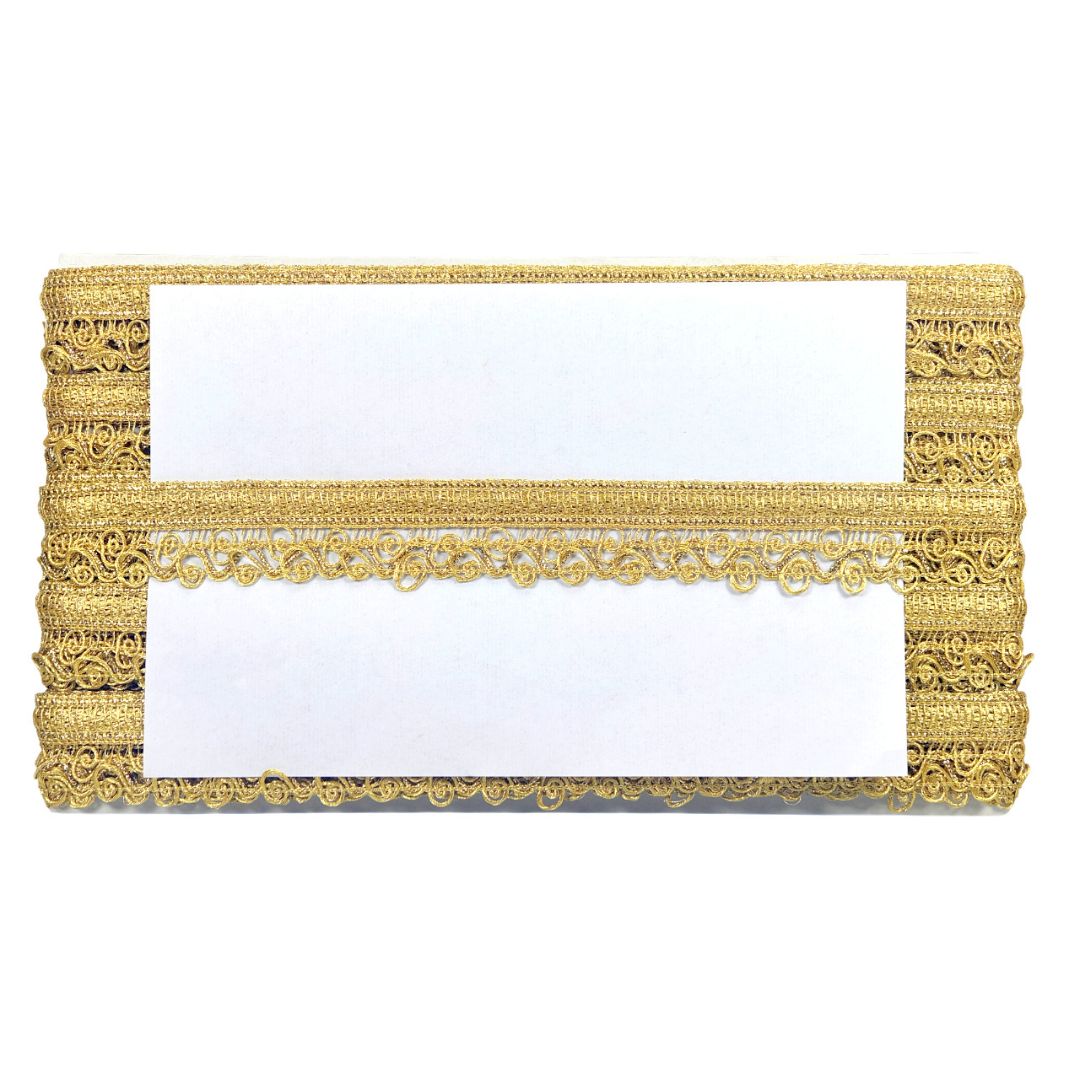 Gold decorative frame with a white center on a white background