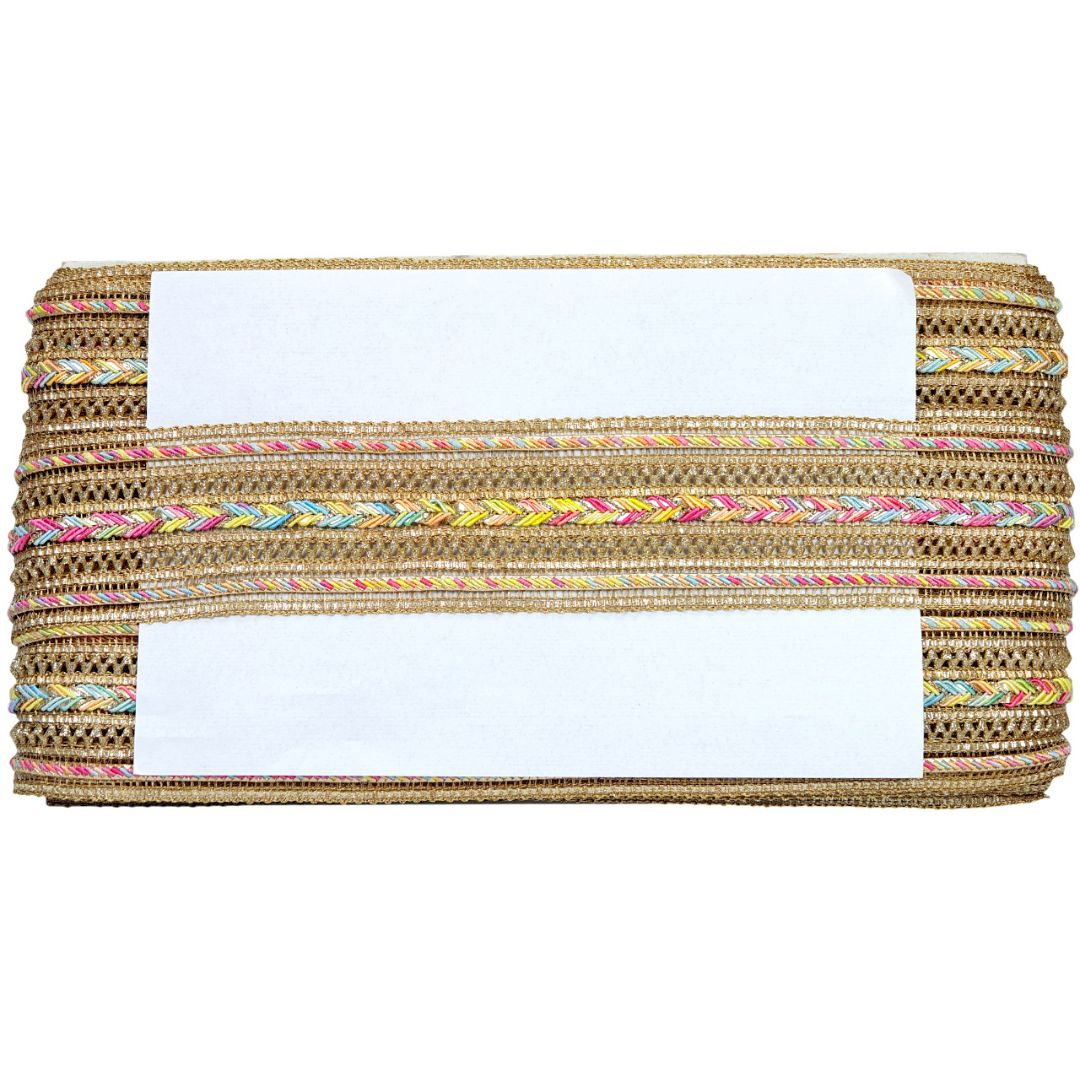 Multicolored braided cord on a white background