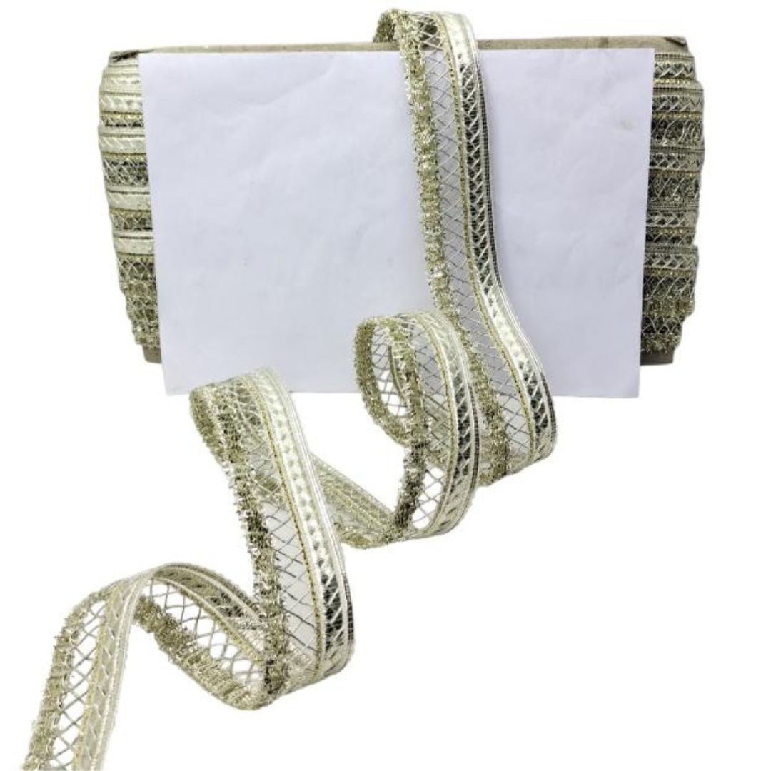 Gold decorative ribbon on a white background