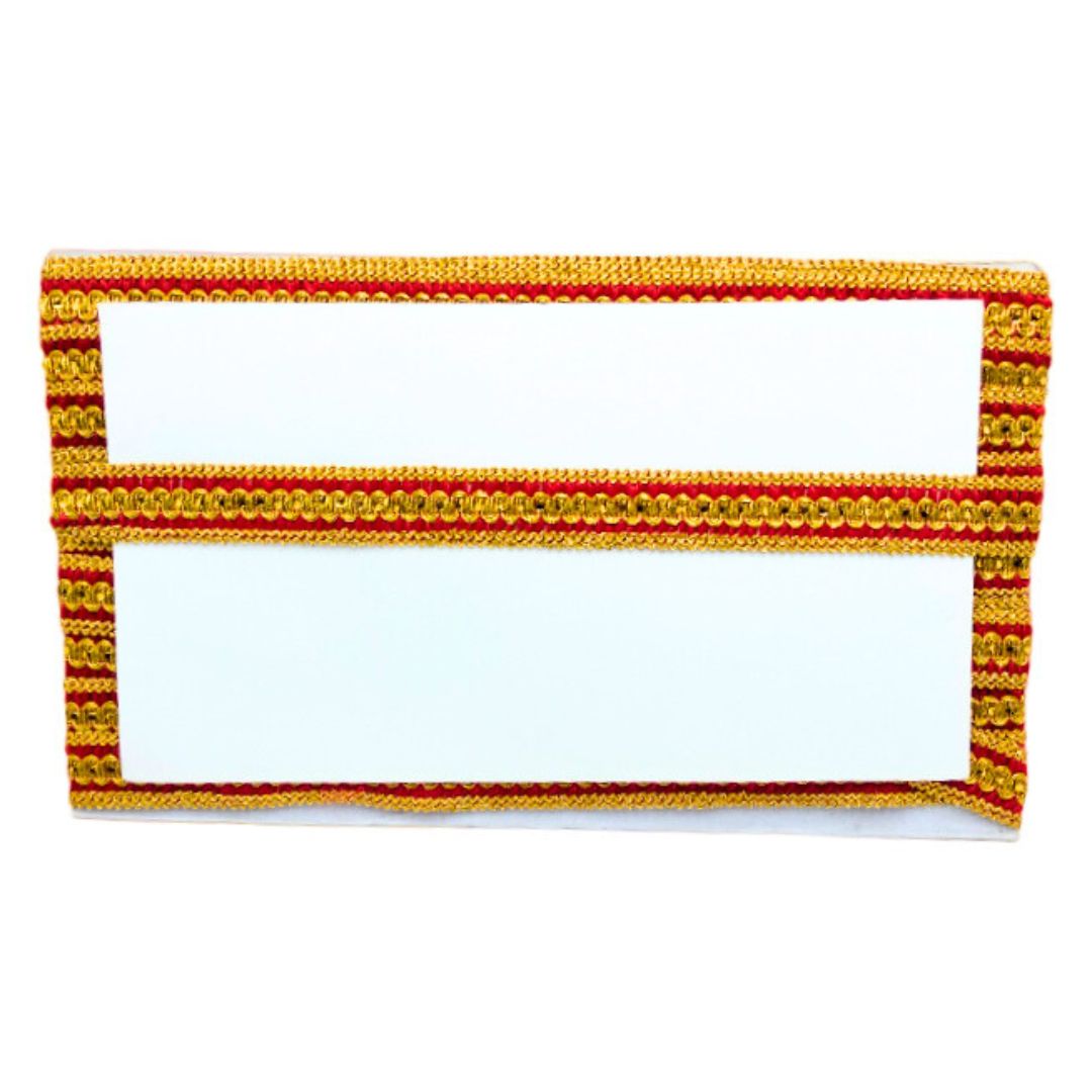 Rectangular patch with red and yellow border on a white background