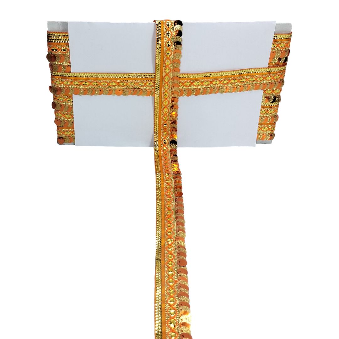 White box with gold decorative band on a white background