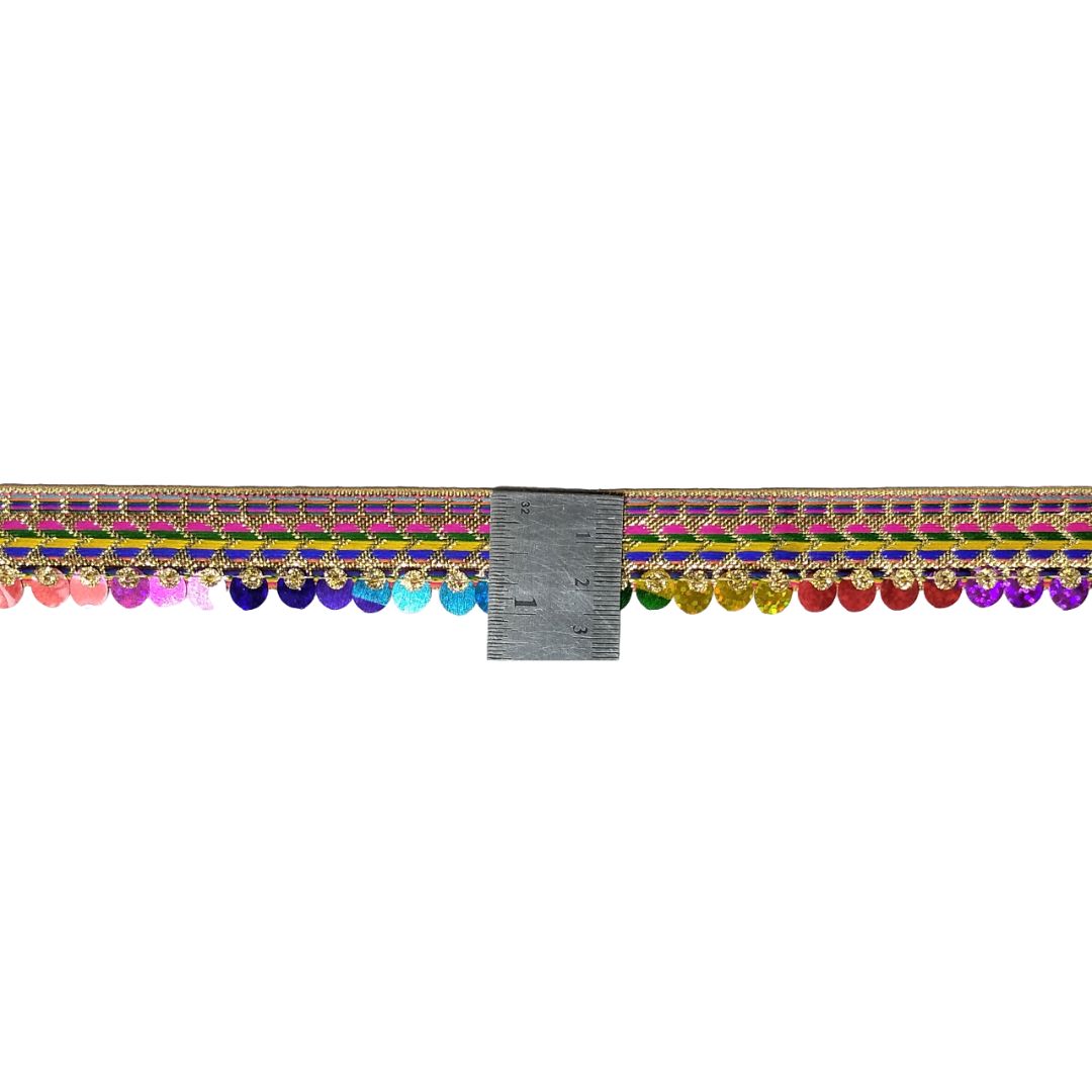 Decorative border with colorful beads and patterns on a white background