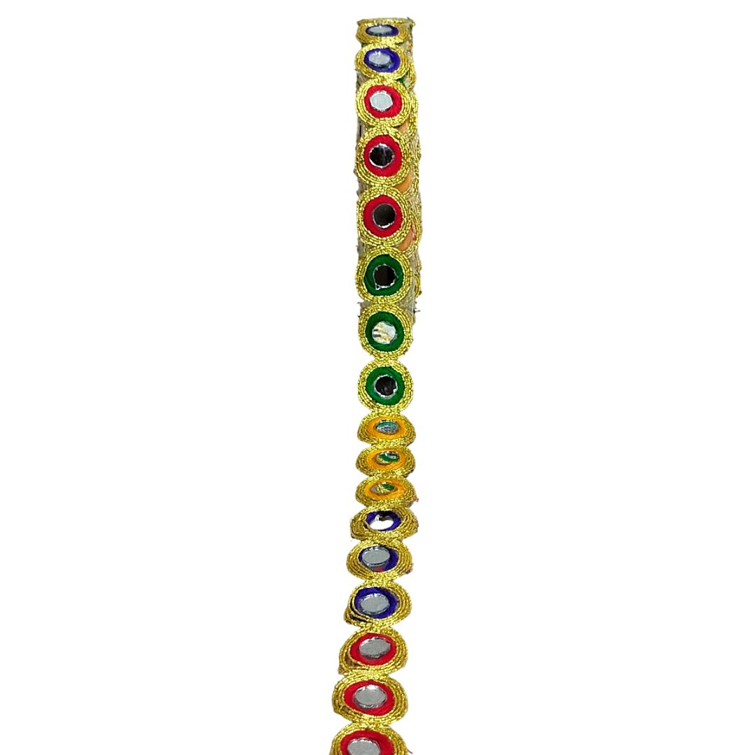 Decorative bracelet with colorful gemstones on a white background