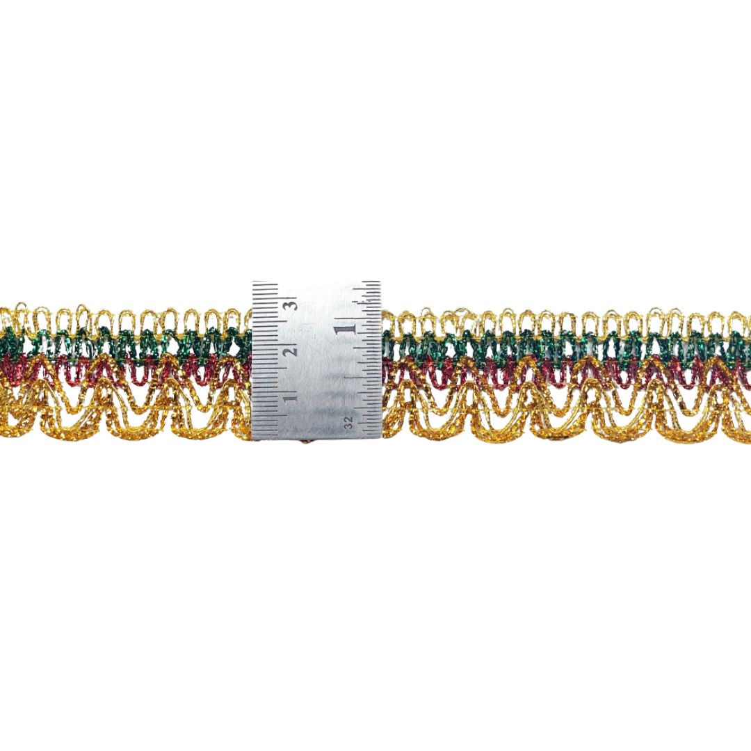Decorative trim with a ruler for scale on a white background