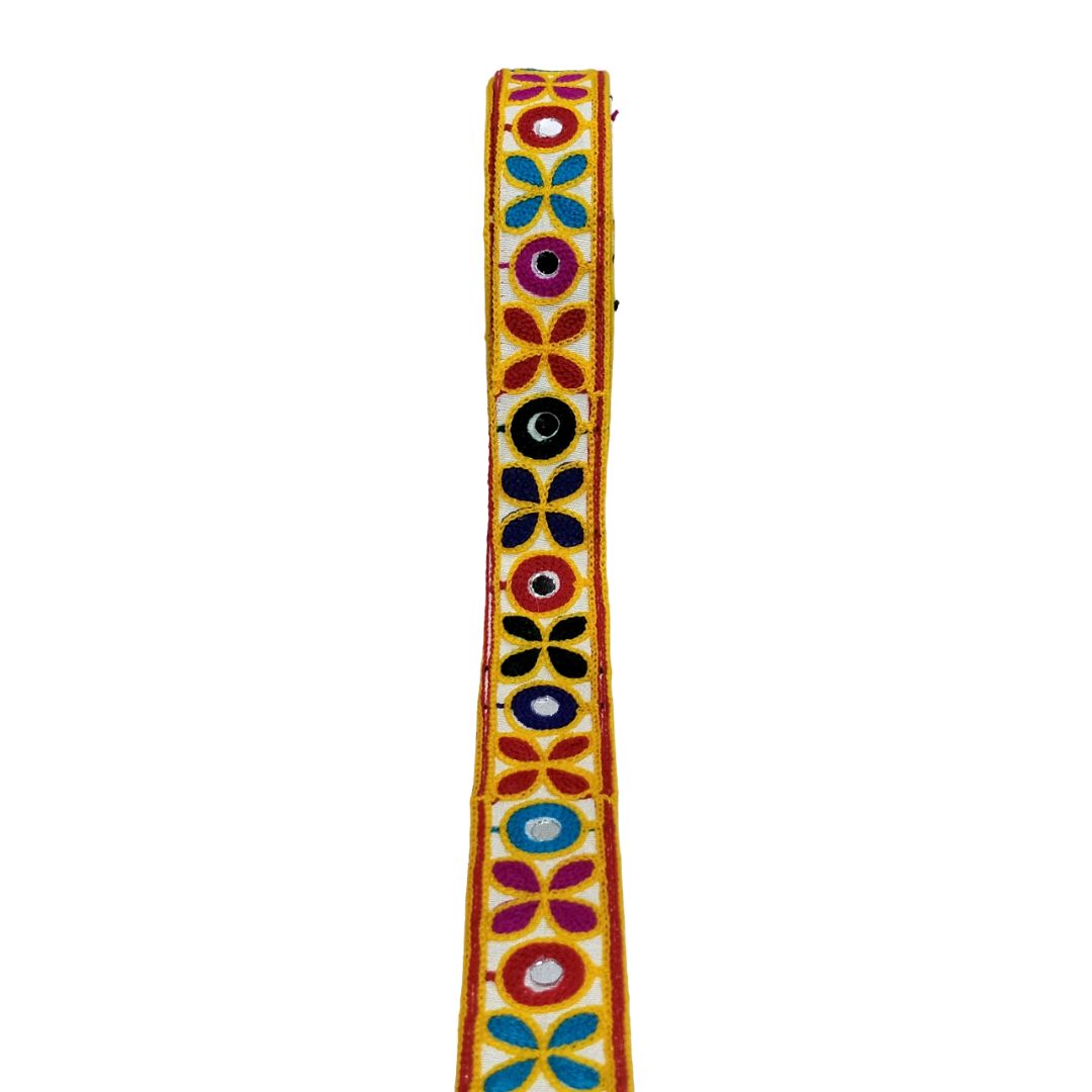 Decorative band with colorful floral patterns on a white background