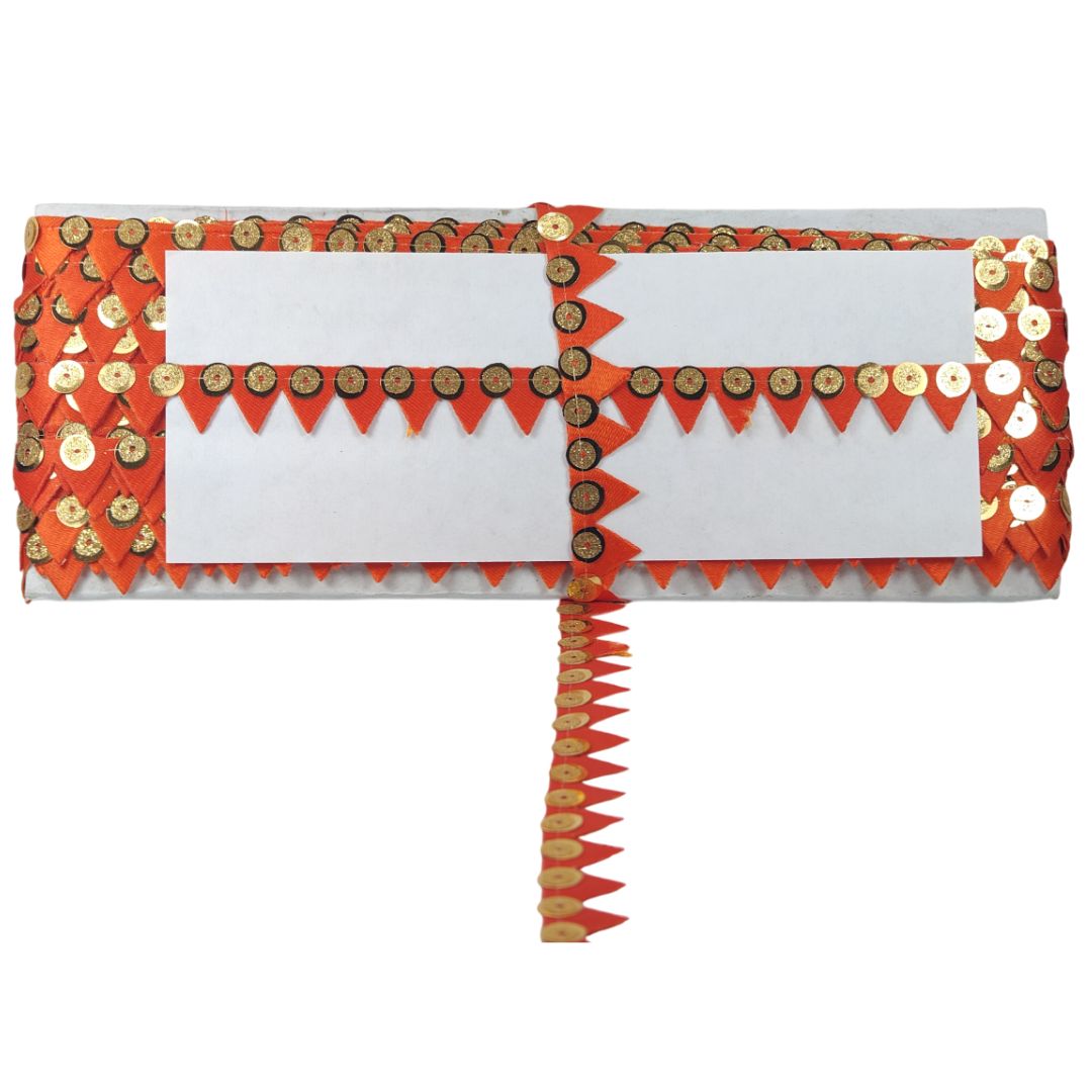 Decorative item with orange and white pattern on a white background