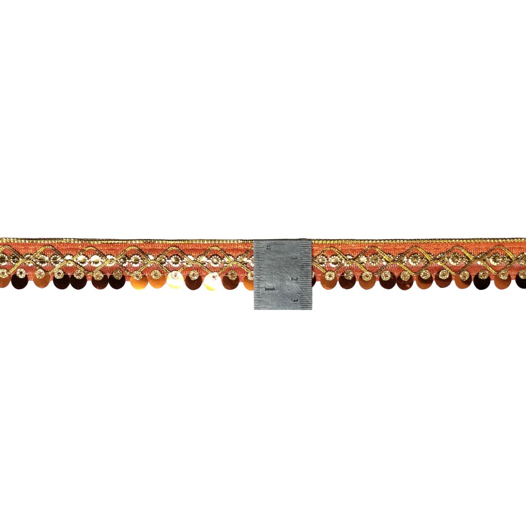 Decorative border with gold and orange elements on a white background