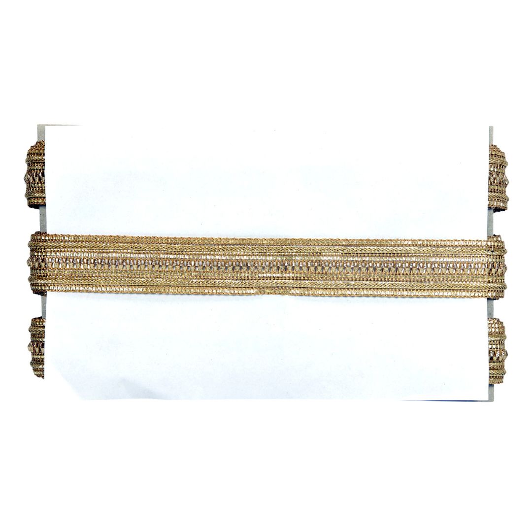 Decorative gold headband on a white background