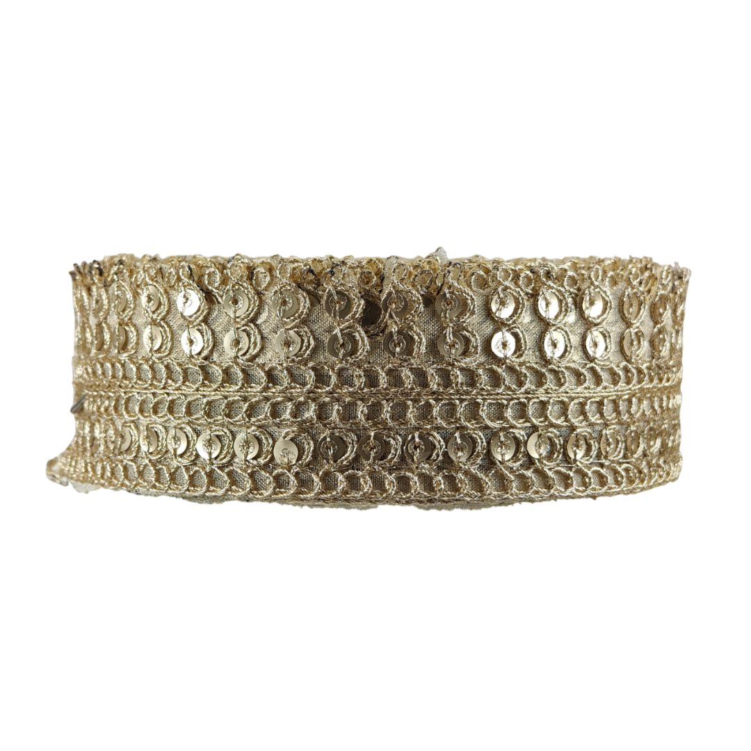 Gold lace headband on a white background