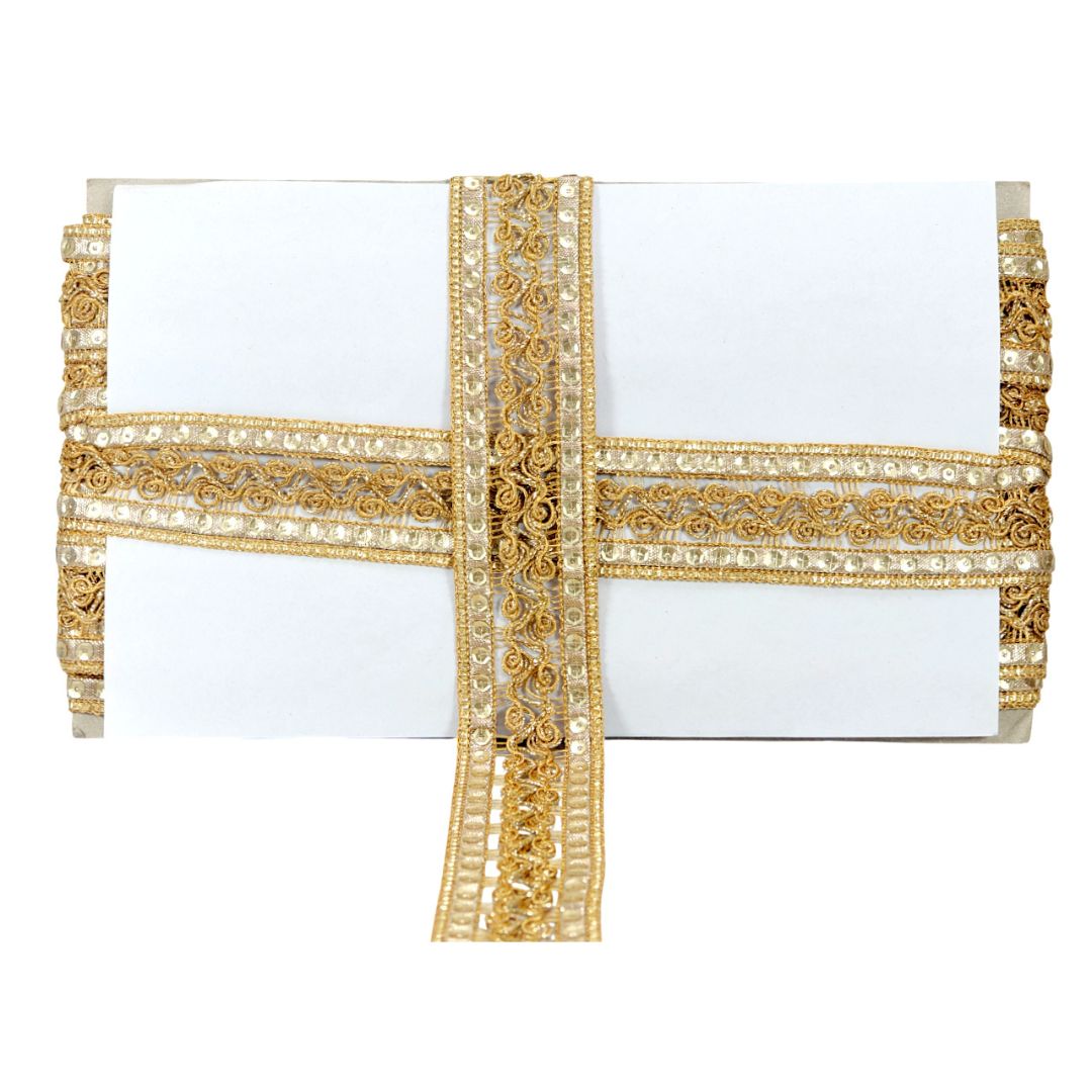 Gold decorative ribbon on a white background