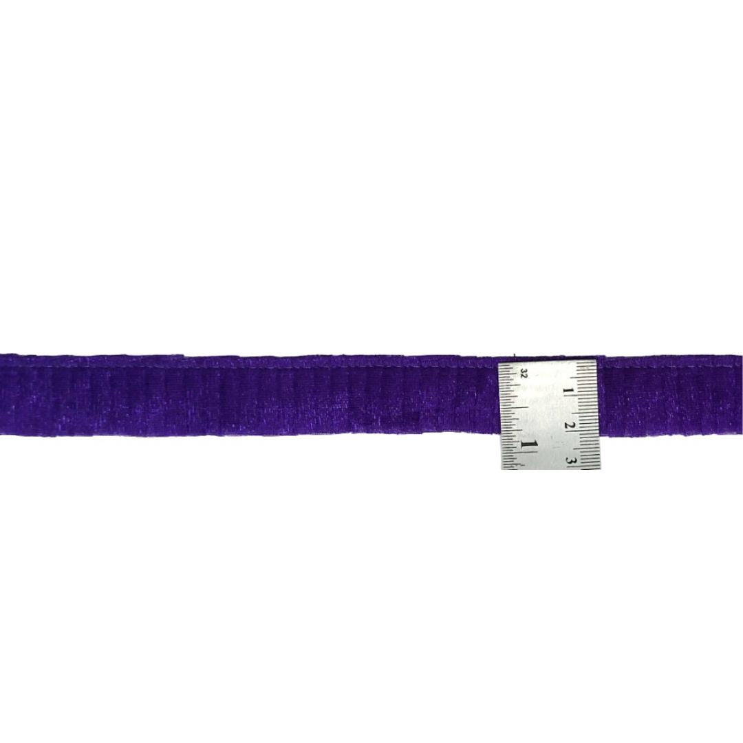 Purple belt with a silver ruler on a white background
