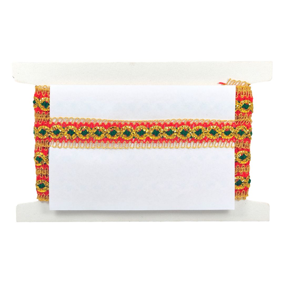 Decorative card with colorful border on a white background