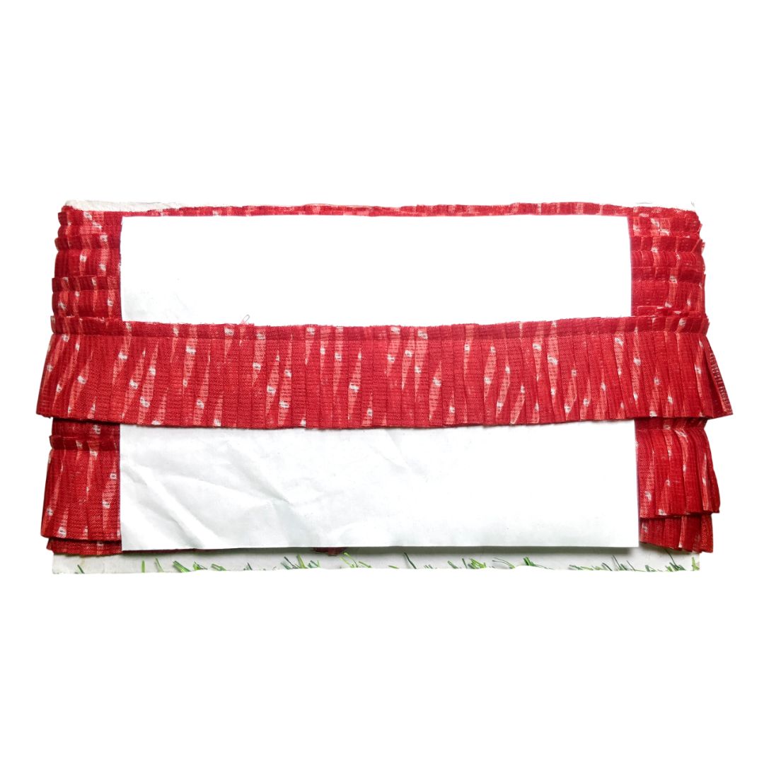 Red and white checkered curtain with a white background