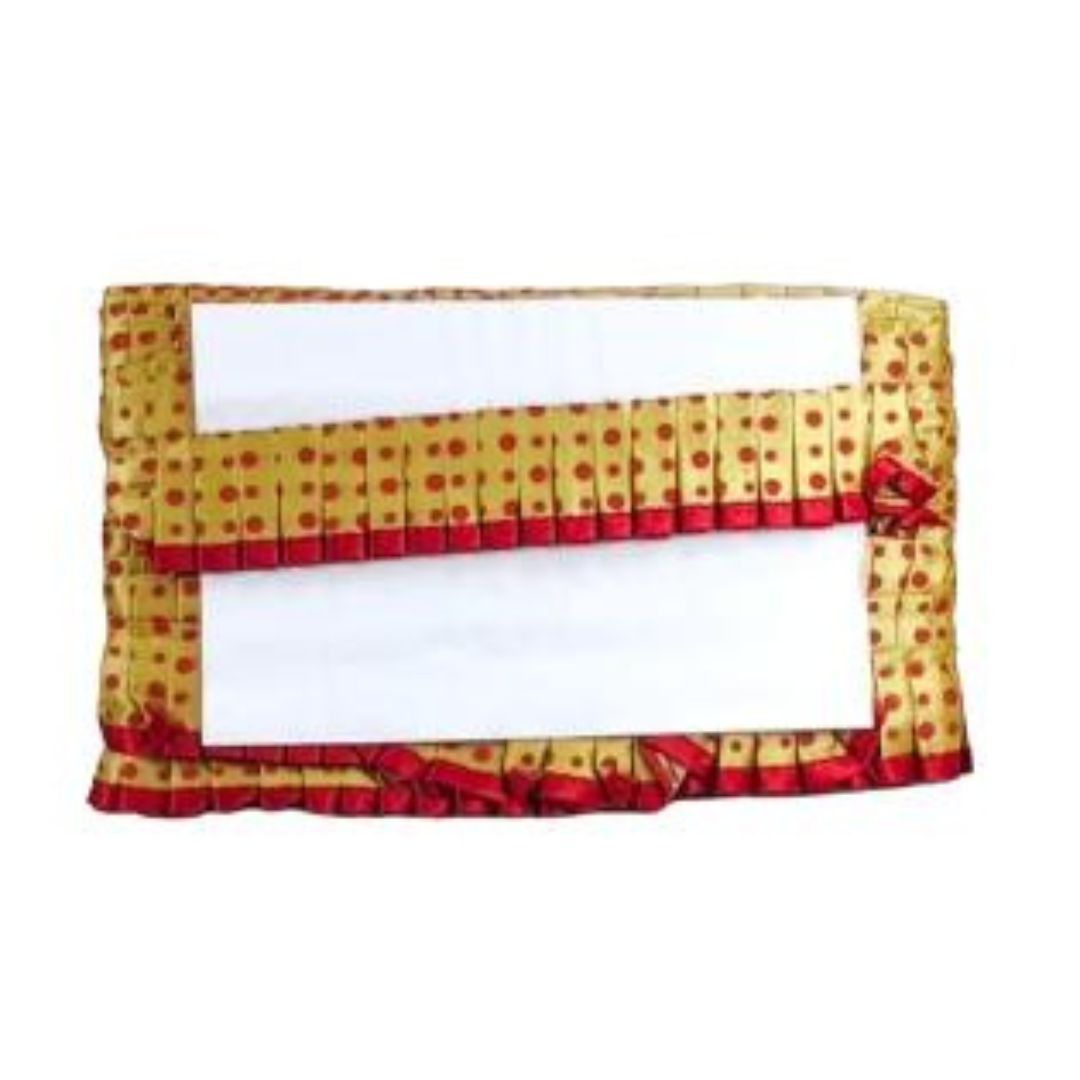 Kurlz Exclusive Polka Printed & Satin Ribbon with Chiku Color Satin Silk Frill For Laddo Gopal Poshak, Crafts, Sarees, Lehenga, Suits | Size: 9 Yards