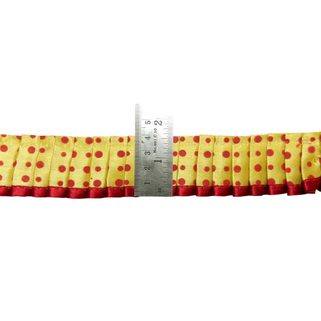 Kurlz Exclusive Polka Printed & Satin Ribbon with Chiku Color Satin Silk Frill For Laddo Gopal Poshak, Crafts, Sarees, Lehenga, Suits | Size: 9 Yards