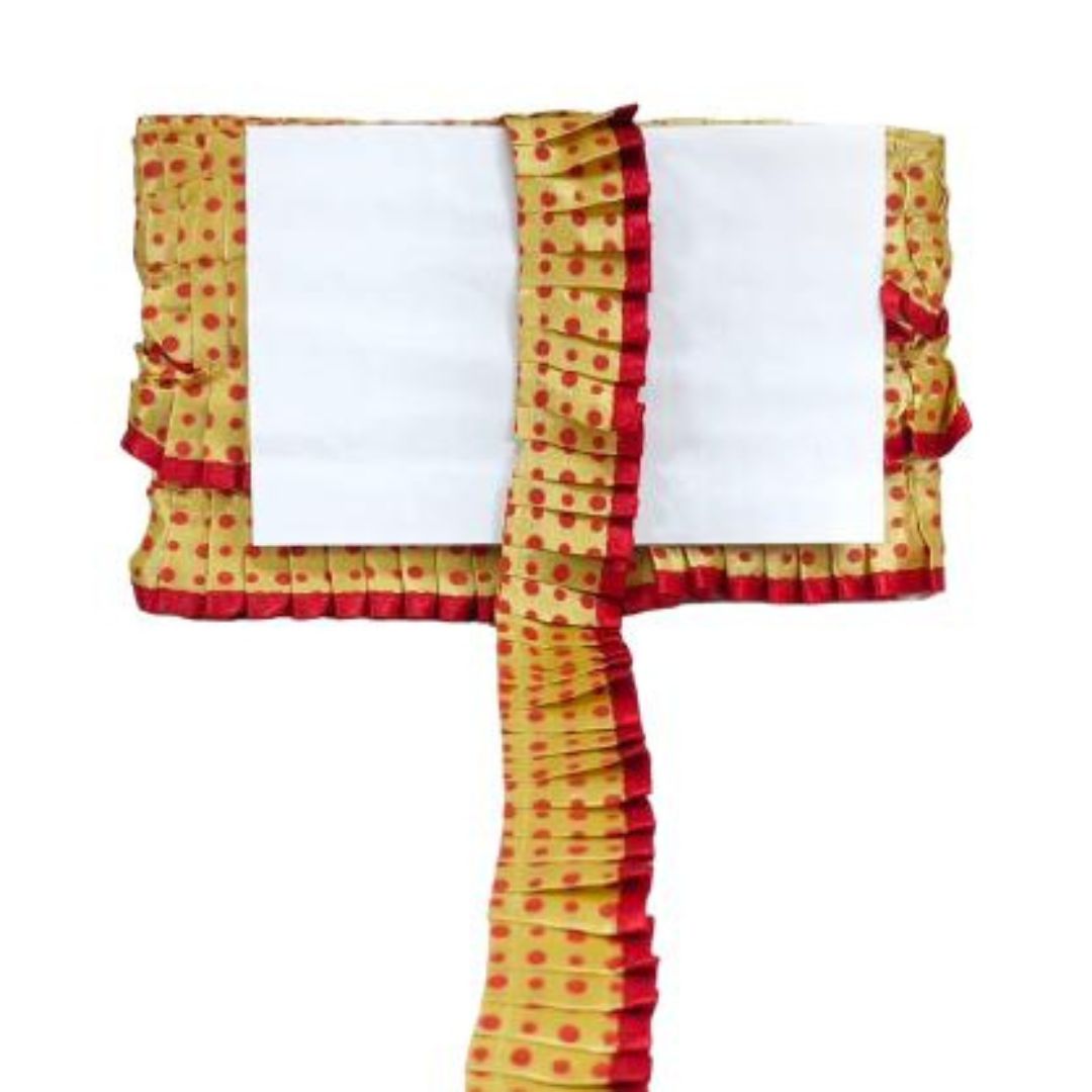 Kurlz Exclusive Polka Printed & Satin Ribbon with Chiku Color Satin Silk Frill For Laddo Gopal Poshak, Crafts, Sarees, Lehenga, Suits | Size: 9 Yards
