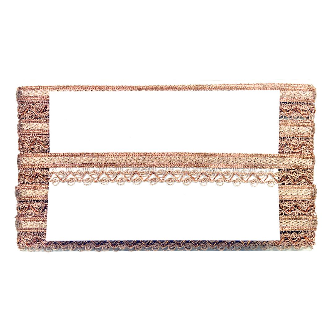 Decorative woven frame with a white center on a white background