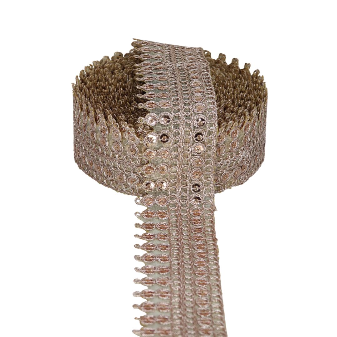 Decorative ribbon with intricate patterns on a white background